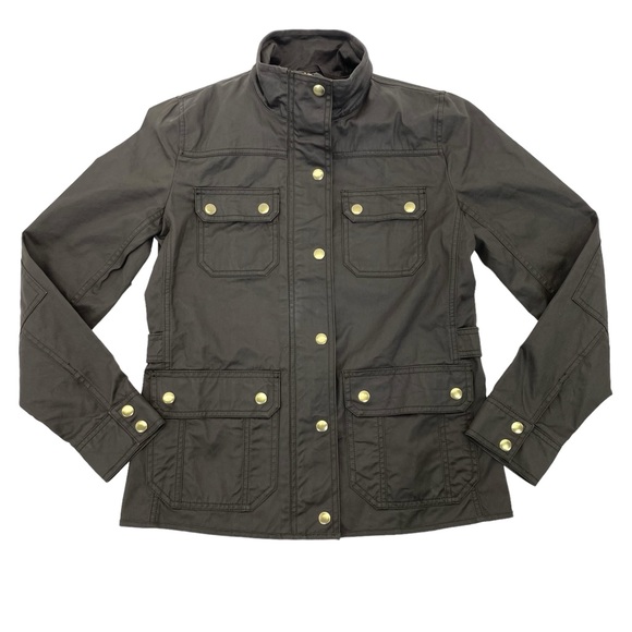 J. Crew Waxed Downtown Field Jacket Coat Size XS Green - Picture 9 of 16